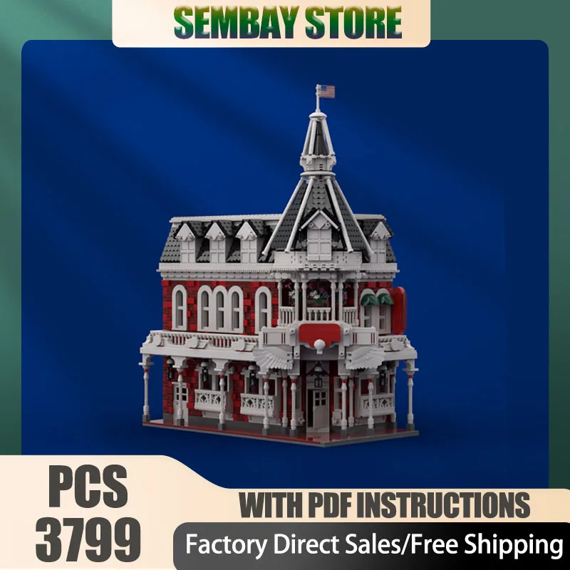 

Moc Building Bricks Magic Kingdom Plaza Ice Cream Parlor Model Technology Blocks Christmas DIY Toy Construction Holiday Gifts