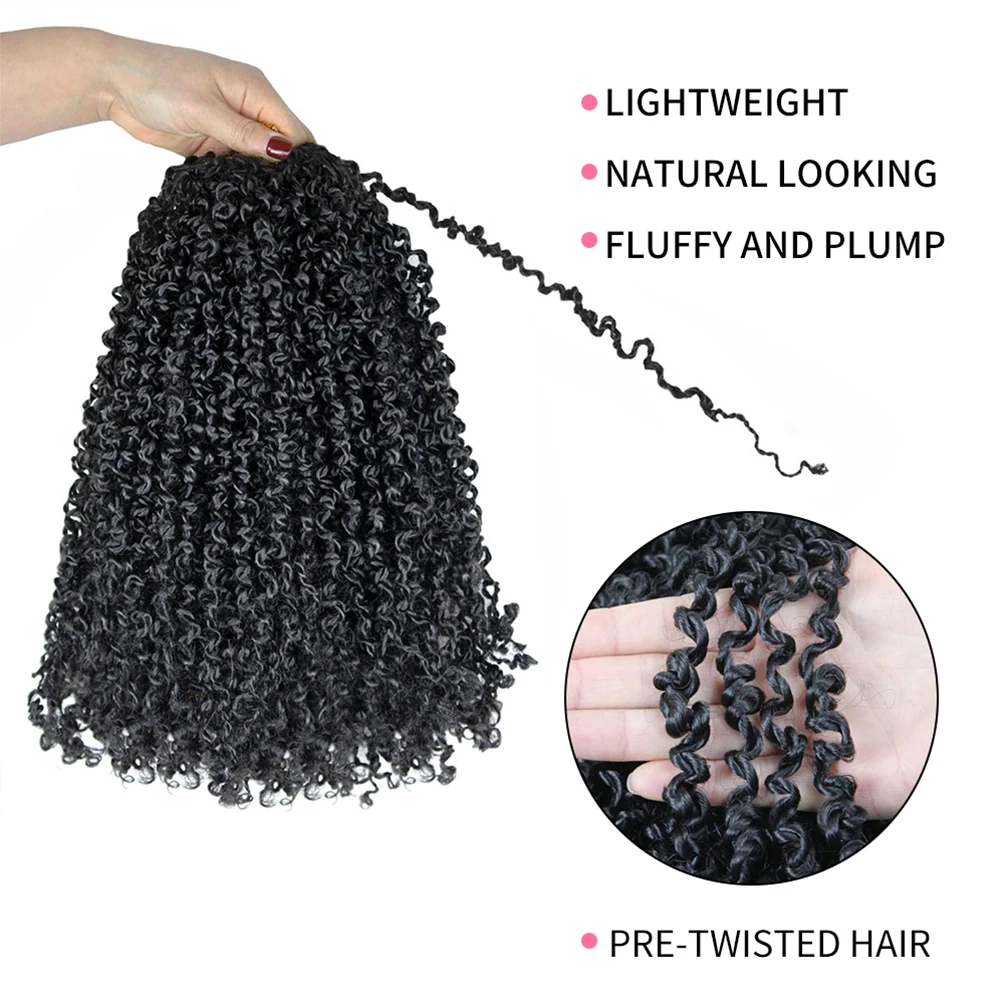 8/12インチ プレループ ヤンキーツイスト クロシェヘア、1/8パック、合成ミニパッションツイスト、セネガルブレイズヘア