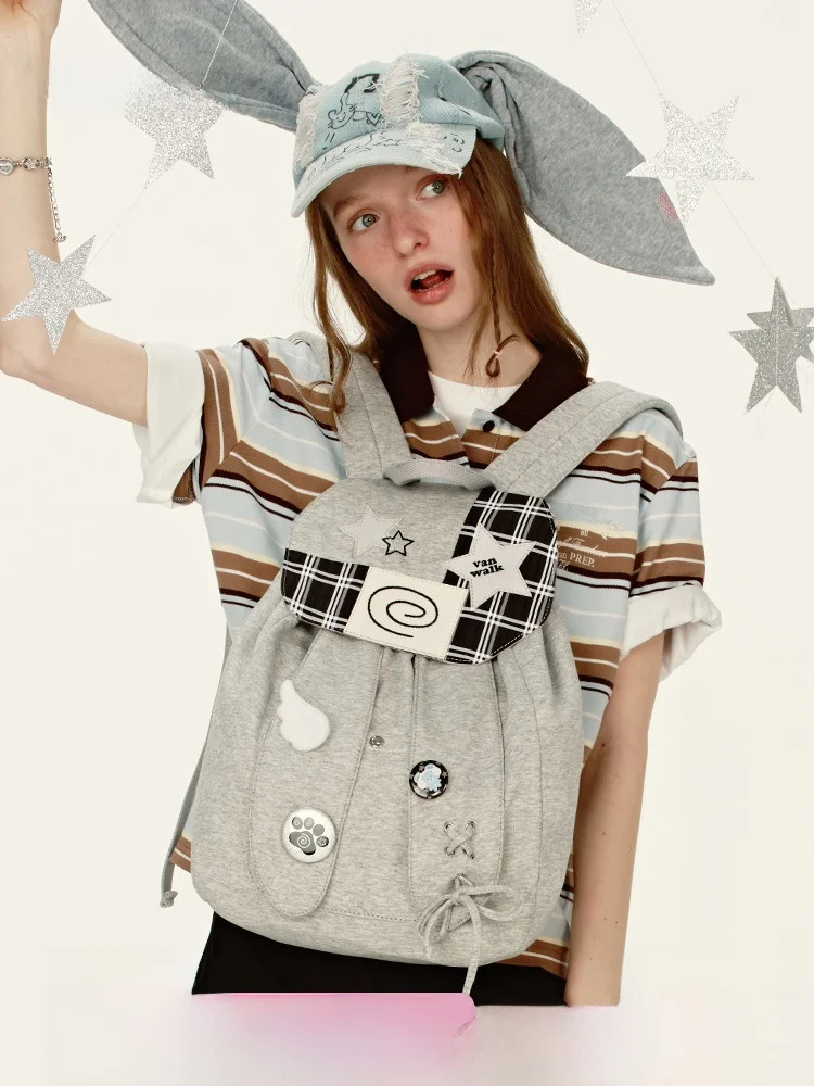 

Original High Aesthetic Rabbit Ear Flip Cover Double oulder Bag for Travel And Commuting Buet ape Soft Bapa for Youth