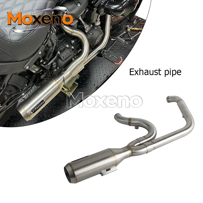 2‑Into‑1 Stepped Header Exhaust AssemblyStainless Steel Muffler Replacement For Harley Softail Standard Fat Bob Slim Deluxe