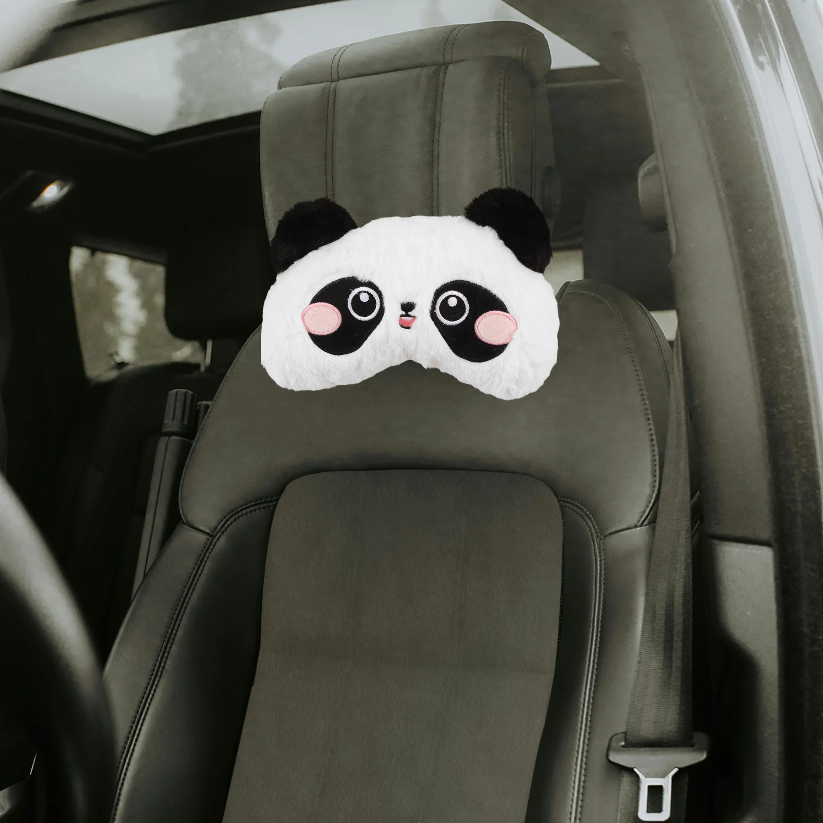 

Cute Panda Car Headrest Pillow Neck Support Seat Cushion Driving Office Chair Soft Panda Shape Rest Airplane Seat