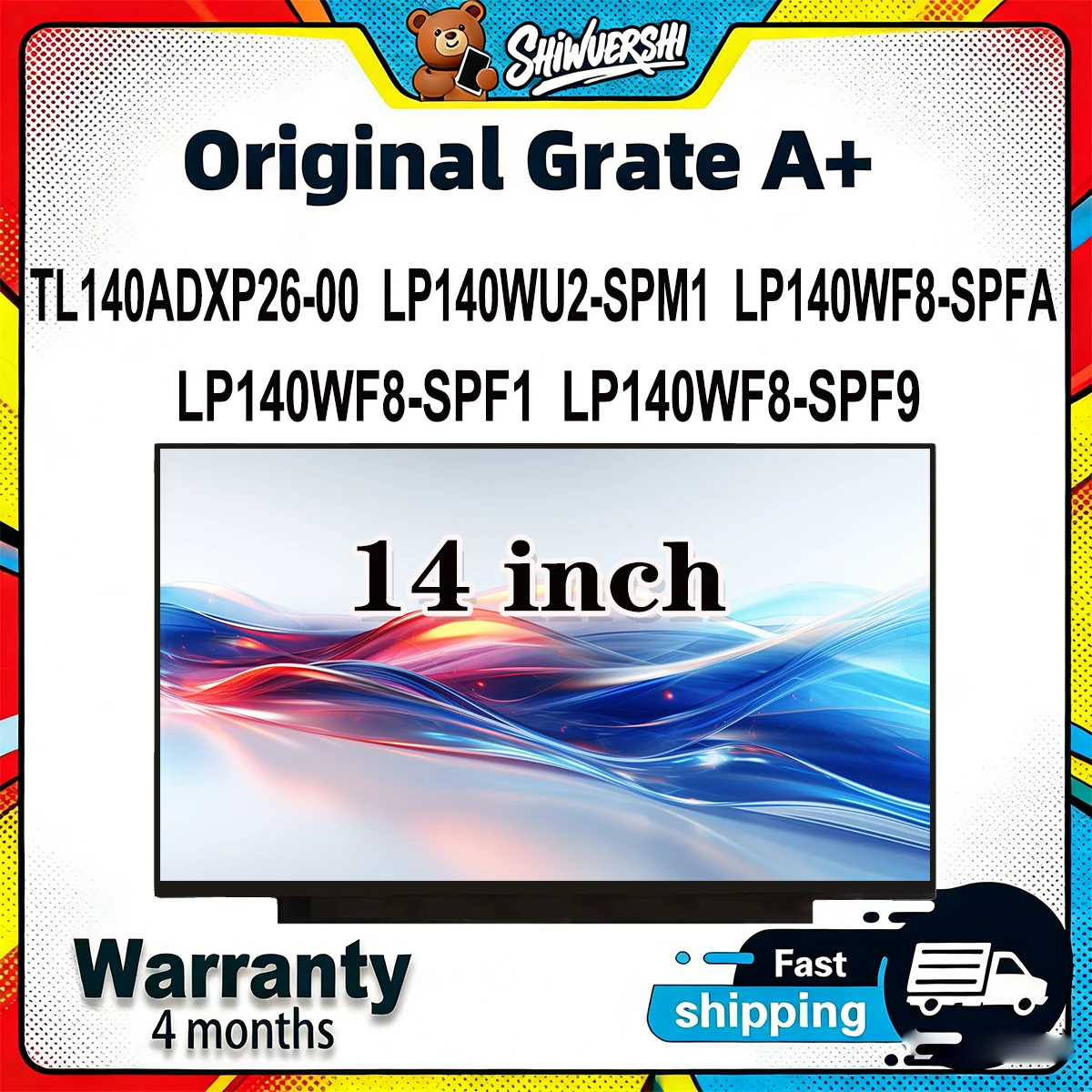 

Новый тонкий ЖК-экран для ноутбука A+ 14 дюймов TL140ADXP26-00 LP140WU2 SPM1 LP140WF8 SPFA LP140WF8 SPF1 LP140WF8 SPF9
