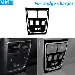 For Dodge Charger 2015-2022 Piano Black Rear Air Outlet USB Panel Decorative Cover Car Interior Decoration Accessories Sticker