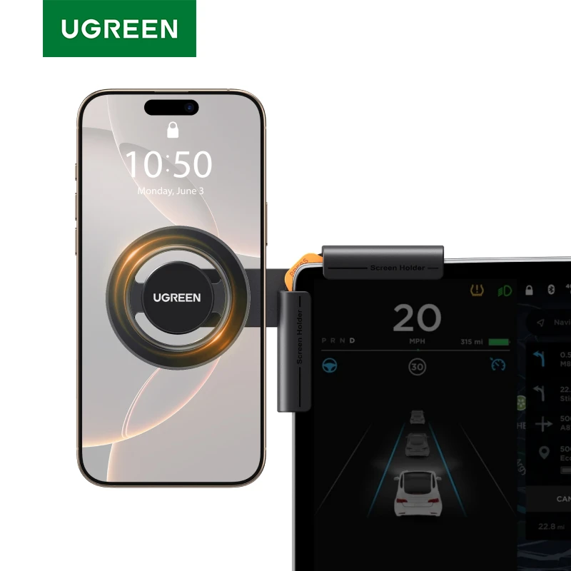 UGREEN Magnetic Phone Holder For Tesla Car Touchscreen Triangular Structure For Magsafe iPhone 16 15 Pro Max Samsung Galaxy S25
