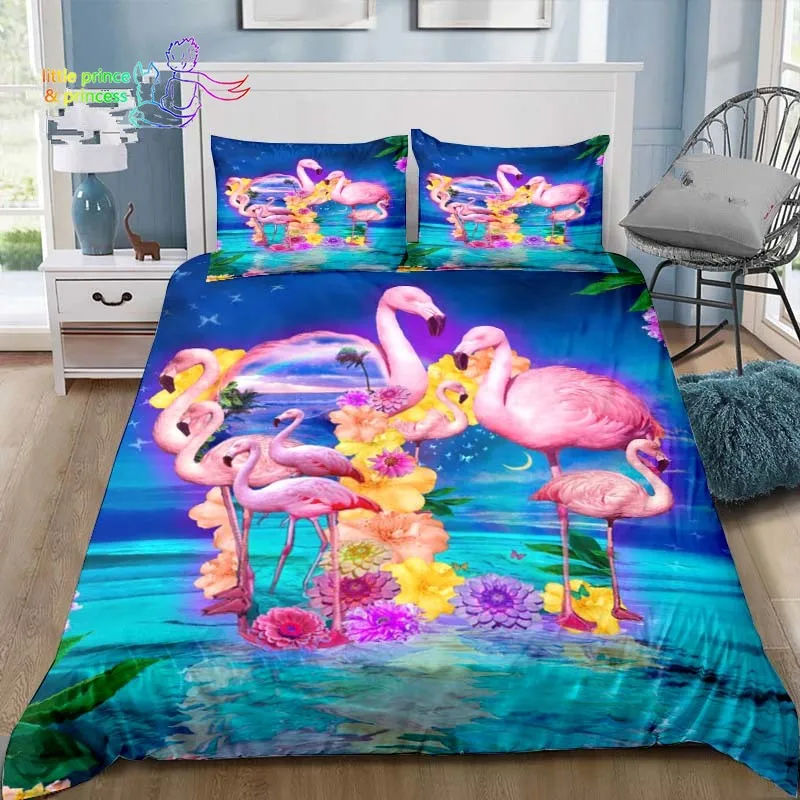 Tropical Floral Animal Flamingo Bedding Set Single Twin Full Queen King Size Bed Set Adult Kid Bedroom 3D Print Hawaiian Islands