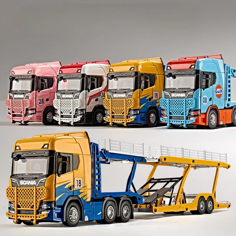 

Diecast 1:50 Scania Double-Decker Transport Truck Alloy Model Collection Hobbies Boyfriend Gift Ornament Miniature Voiture