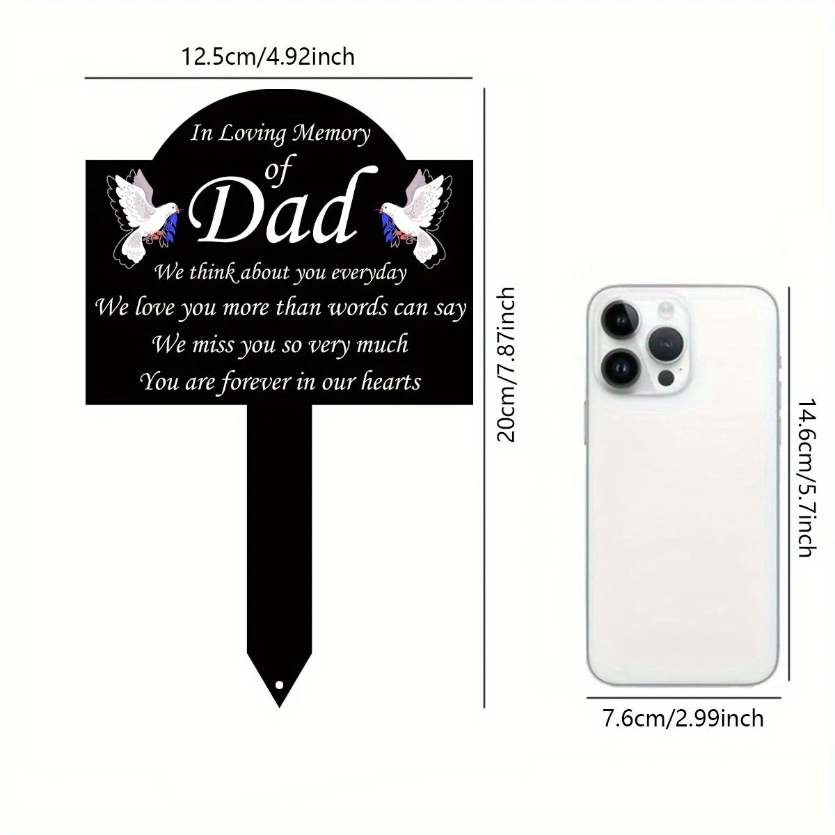 Grave Marker Tombstone - Dad's Sympathy, Metal Cemetery Plaque with Memorial Stake for Father's Day, Outdoor Burial Site