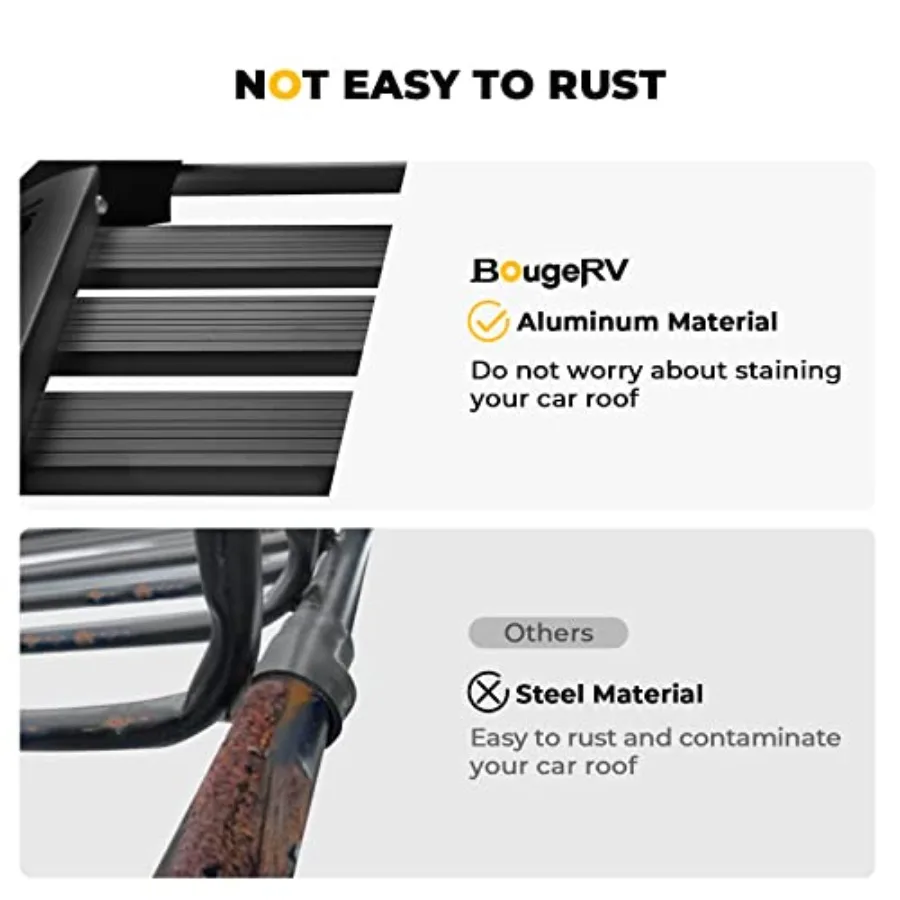 防錆アルミ製ルーフバスケット 47インチx40インチx8インチ 軽量ユニバーサルルーフトップカーゴキャリア ルーフラックカーゴバスケット ウィンドフェアリング付き