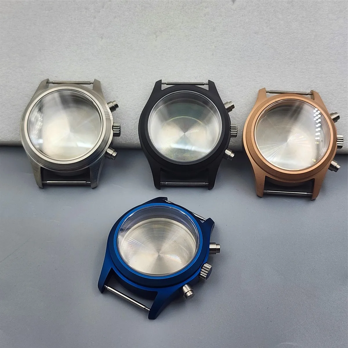 

39mm stainless steel watch case with sapphire crystal, compatible with VK63 and VK64 quartz movements