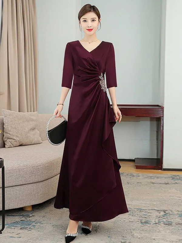 

Элегантное вышитое платье из ацетатного атласа, приталенное, для свадебных торжеств, красное вечернее платье для мамы, молодой супруги, матери...