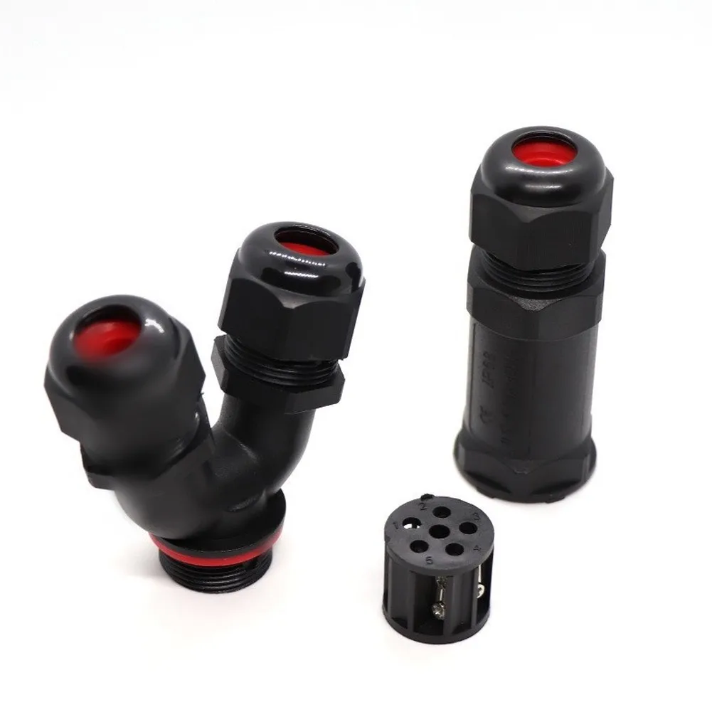 Y-Type IP68 Waterproof Socket Connector Set 5pcs for Outdoor LED Wiring Compatible with Standard 6-12mm Cable Diameters