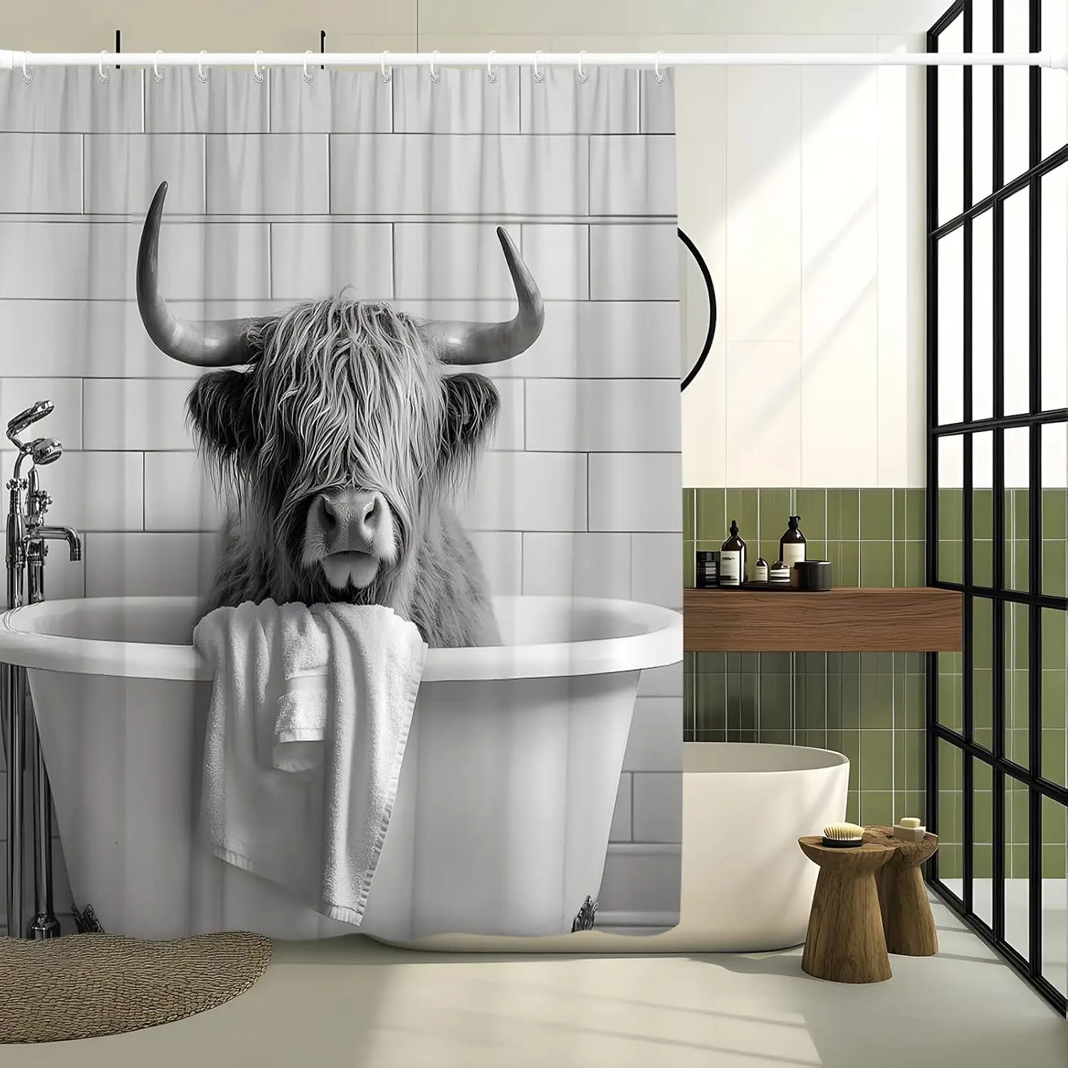 

Занавеска для душа с забавной коровой в ванне, современный декор для ванной комнаты, водонепроницаемая ткань, уникальный дизайн для детей и взрослых, 72x72 дюйма