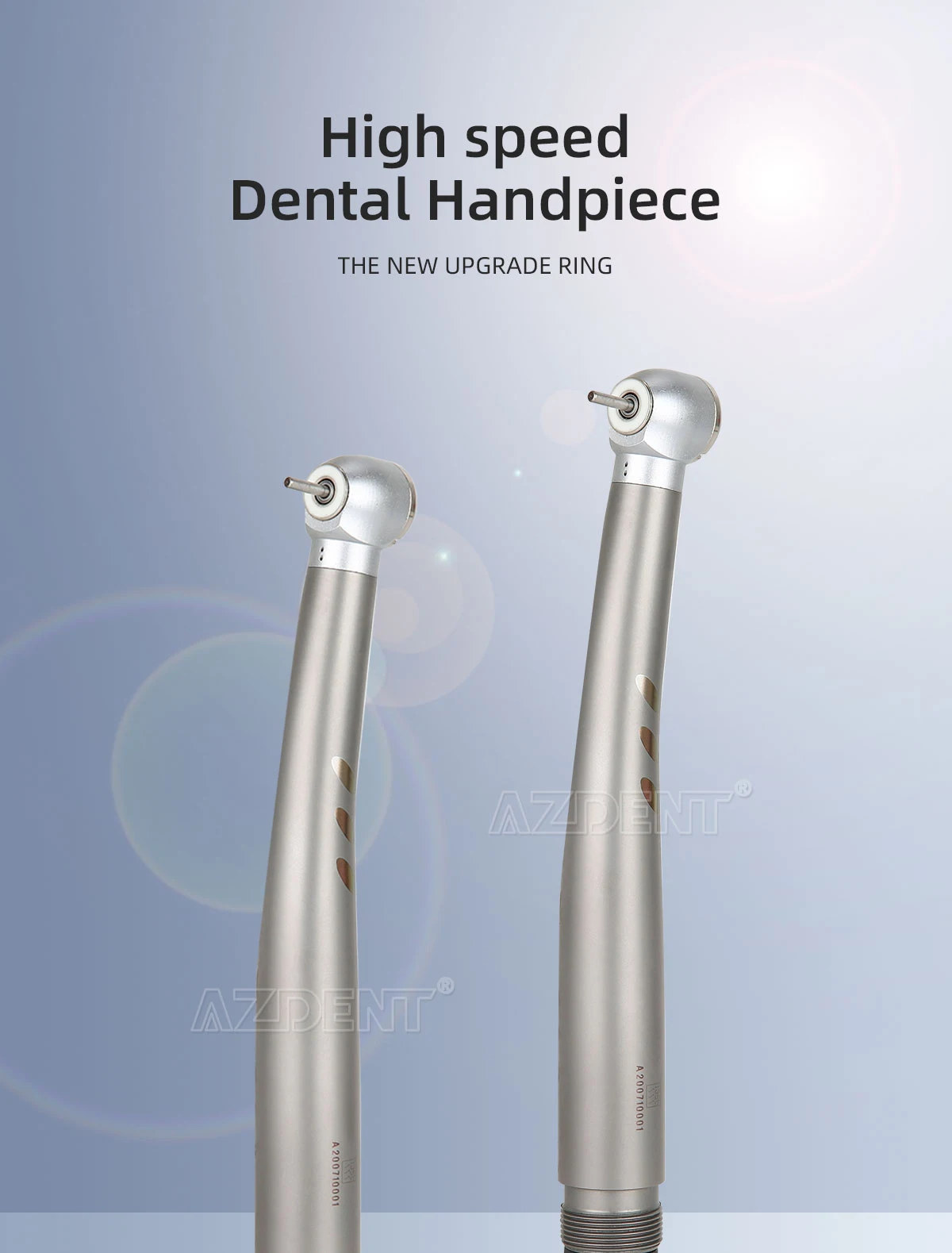 AZDENT Dental-Hochgeschwindigkeitshandstück, LED-E-Generator, schattenloser Ring, Keramik-Kugellager, einzelnes Wasserspray, 2/4 Löcher – Detail 1