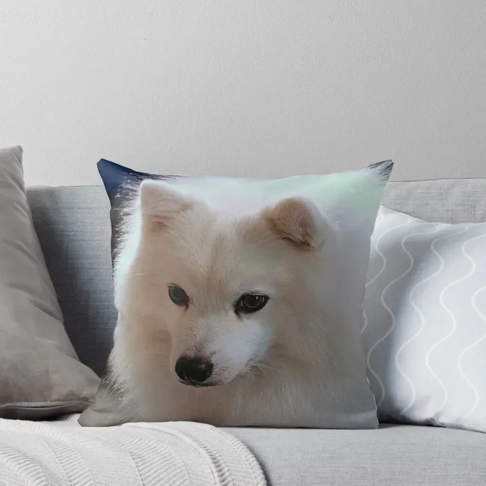 

Oreo - A Japanese Spitz Throw Pillow pillows decor home Decorative Cushions For Living Room covers for pillows pillow