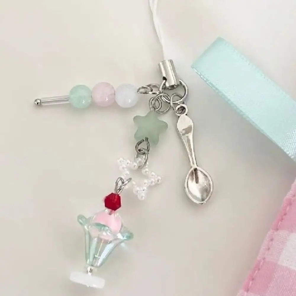 

Trendy Pink Phone Charms Pendant Y2K Peach Cute Bowknot Bead Sweet Girl Keychain Handmade Kawaii Car Key Ring