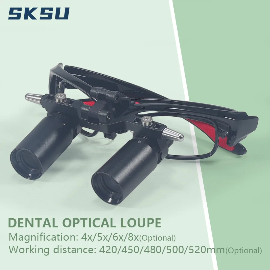 SKSU Dental Loupes Lightweight Dental Surgical Loupe Glasses Professional Medical Magnifier for Oral Operation 4x/5x/6x/8x