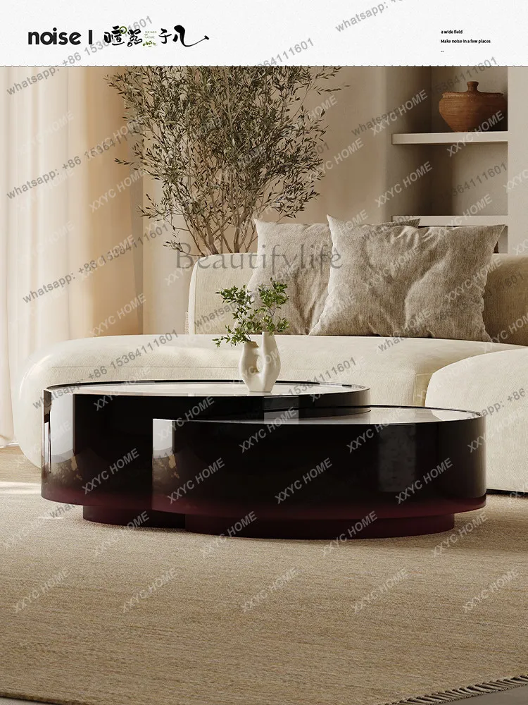 Living room Italian light luxury high sense minimalist bright luxury stone coffee table