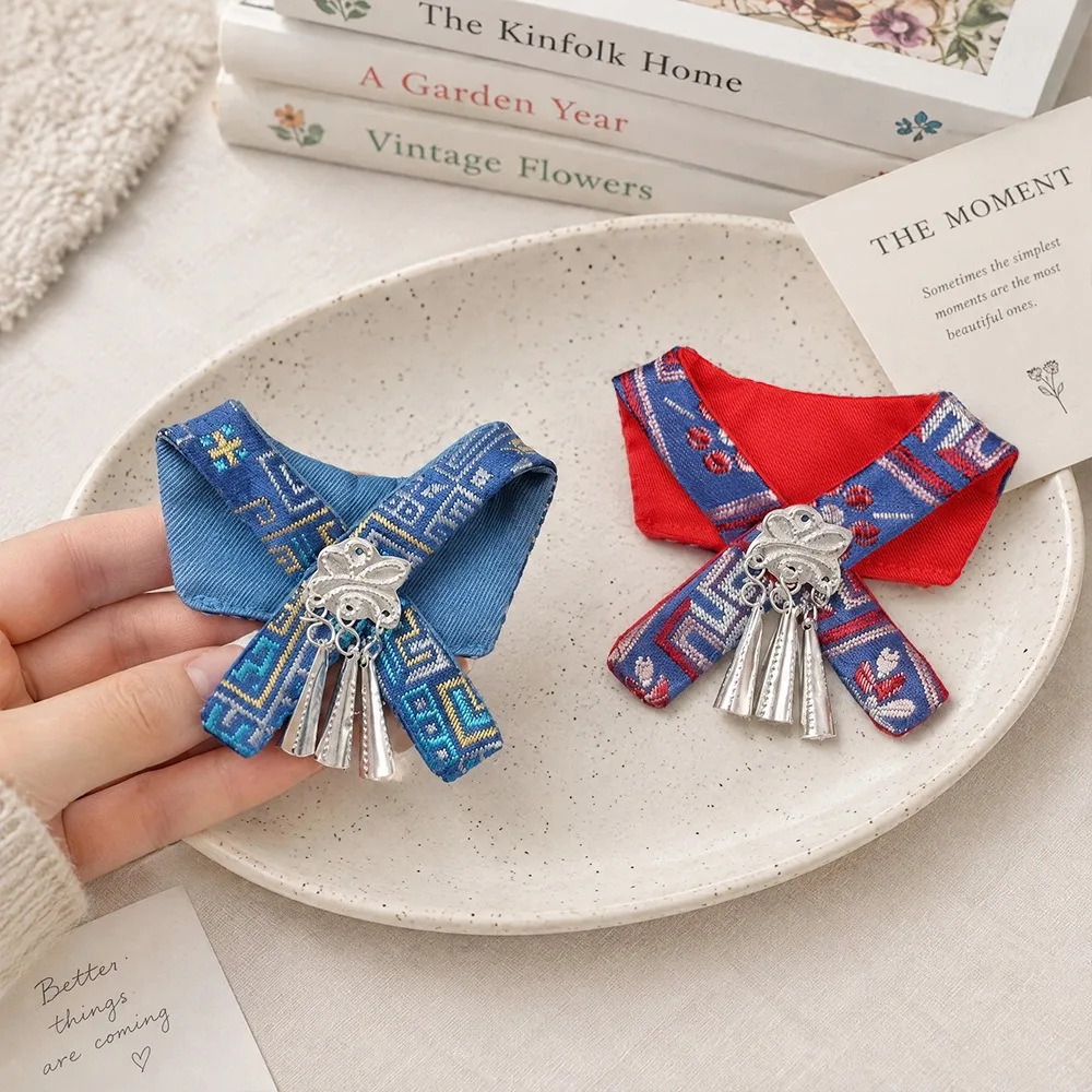 Ethnic Style Doll Collar With Tassel Pendant Vintage Embroidery Doll Neck Decoration Mini Doll Collar Accessories Doll Dress Up