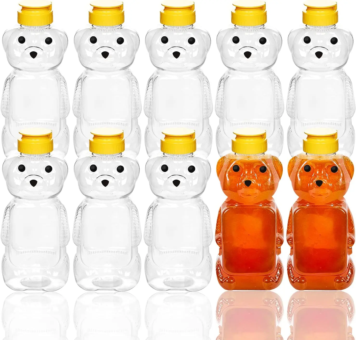 10 Pcs 8Oz Honey Jar Plastic Bear Honey Bottles Jars Clear Honey Containers Dispenser Honey Squeeze Bottle Juice Bottle