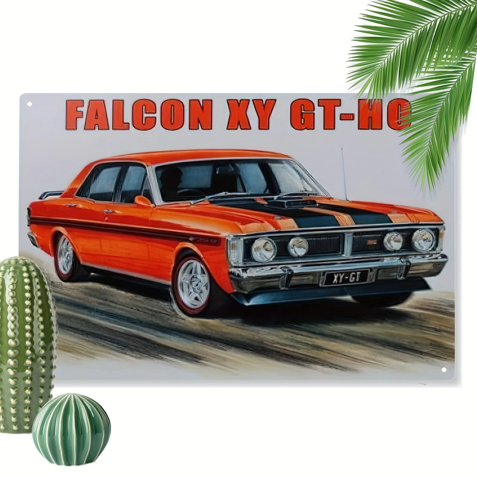 Vintage for Falcon XY GT-HC Metal Sign -  Retro Wall Art, Classic Orange Car Design with 