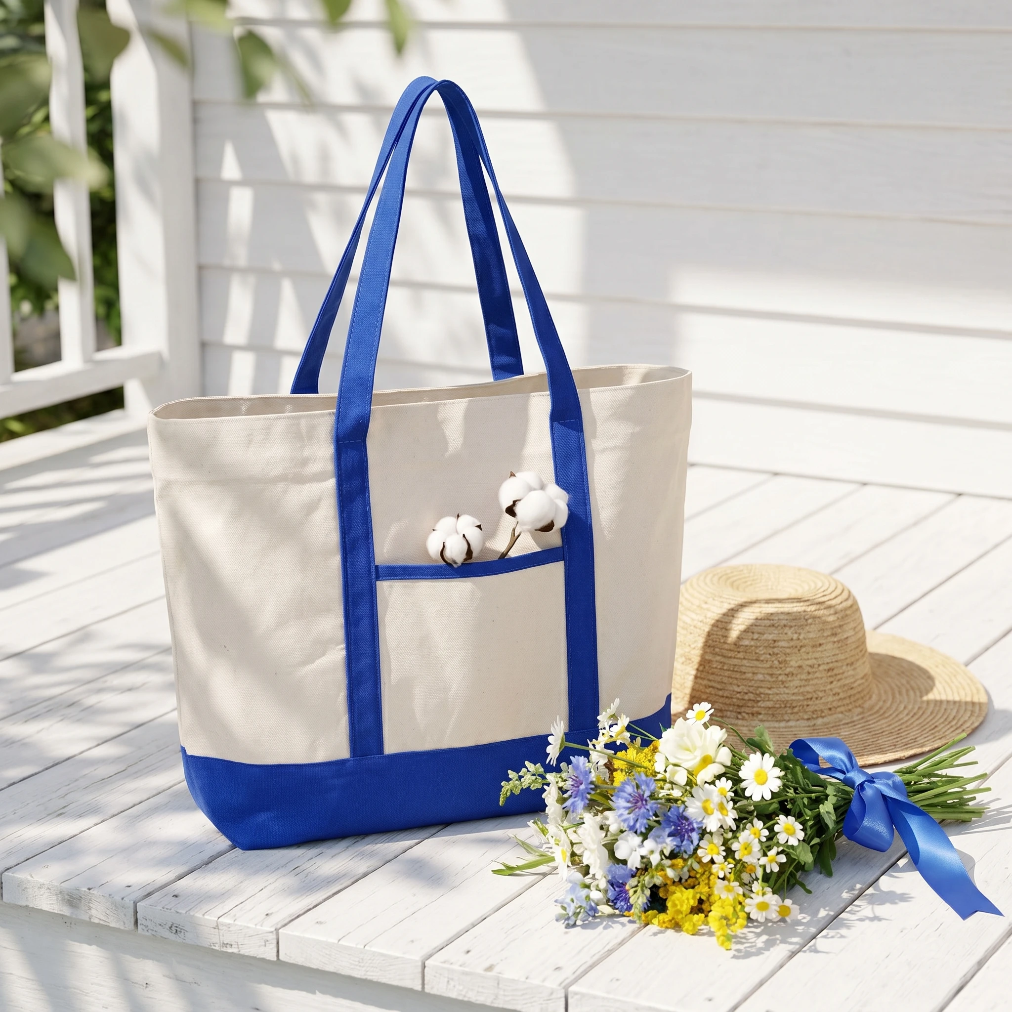 1/3/6PCS Canvas Tote Bag with an External Pocket DIY Beach Bag for Party Wedding Favors Daily Reusable Grocery Shopping Bag image 2