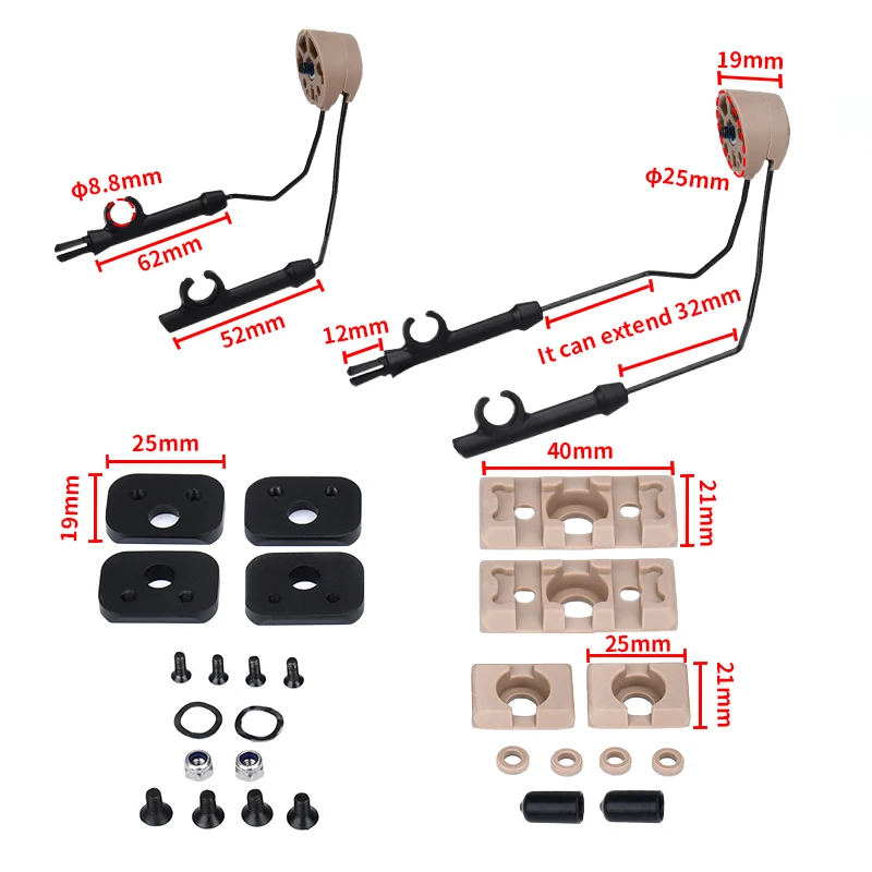 Tactical Helmet Bracket C1C2 Communication Headset Retrofit Accessory Rotate 360 ° Quick Installation hang Brackets Removable