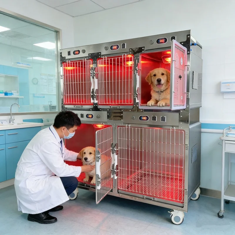 

5 Compartment Stainless Steel Dog Cage, Stackable & Modular Arbitrary Combination Veterinary Kennel