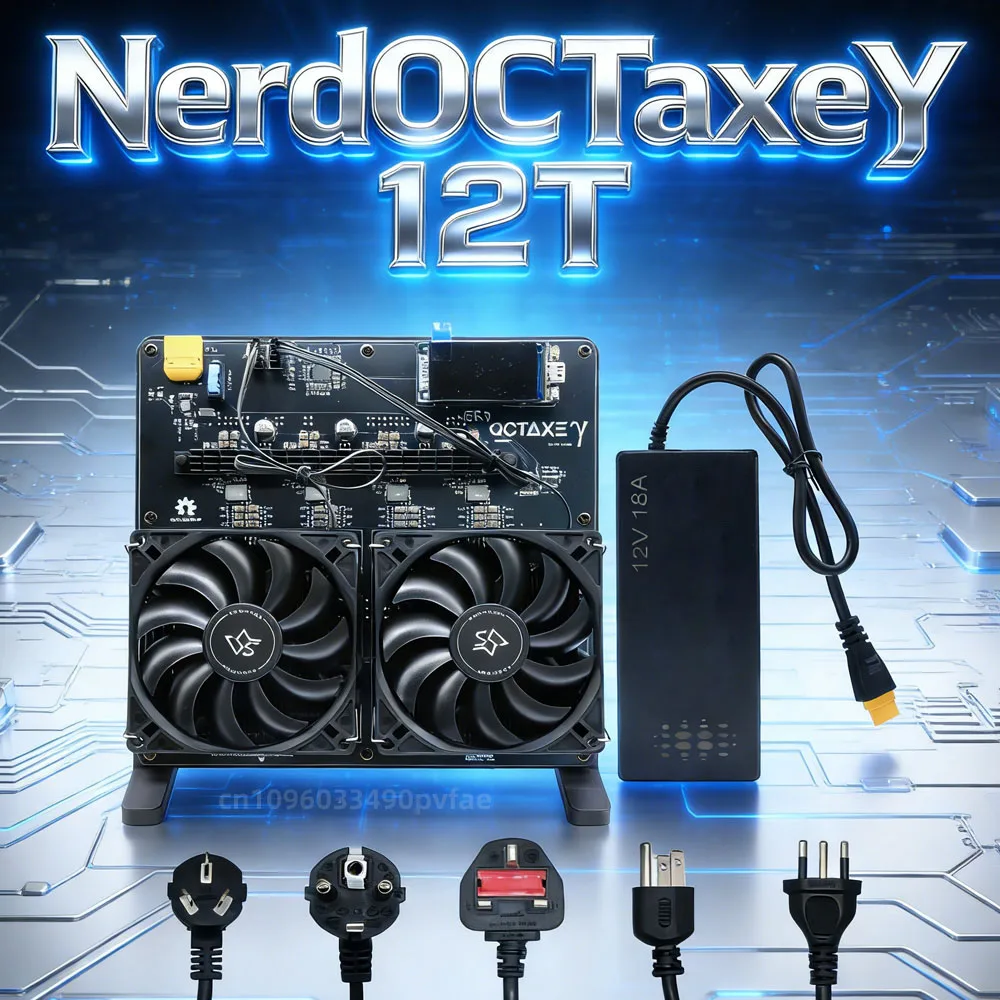Bitaxe Miner NerdOctaxeY Rev3.1 12T With PSU BTC Solo Miner Nerd Octaxe 12T Lucky Miner Dual Fans Bitaxe Nerdqaxe++ 12T