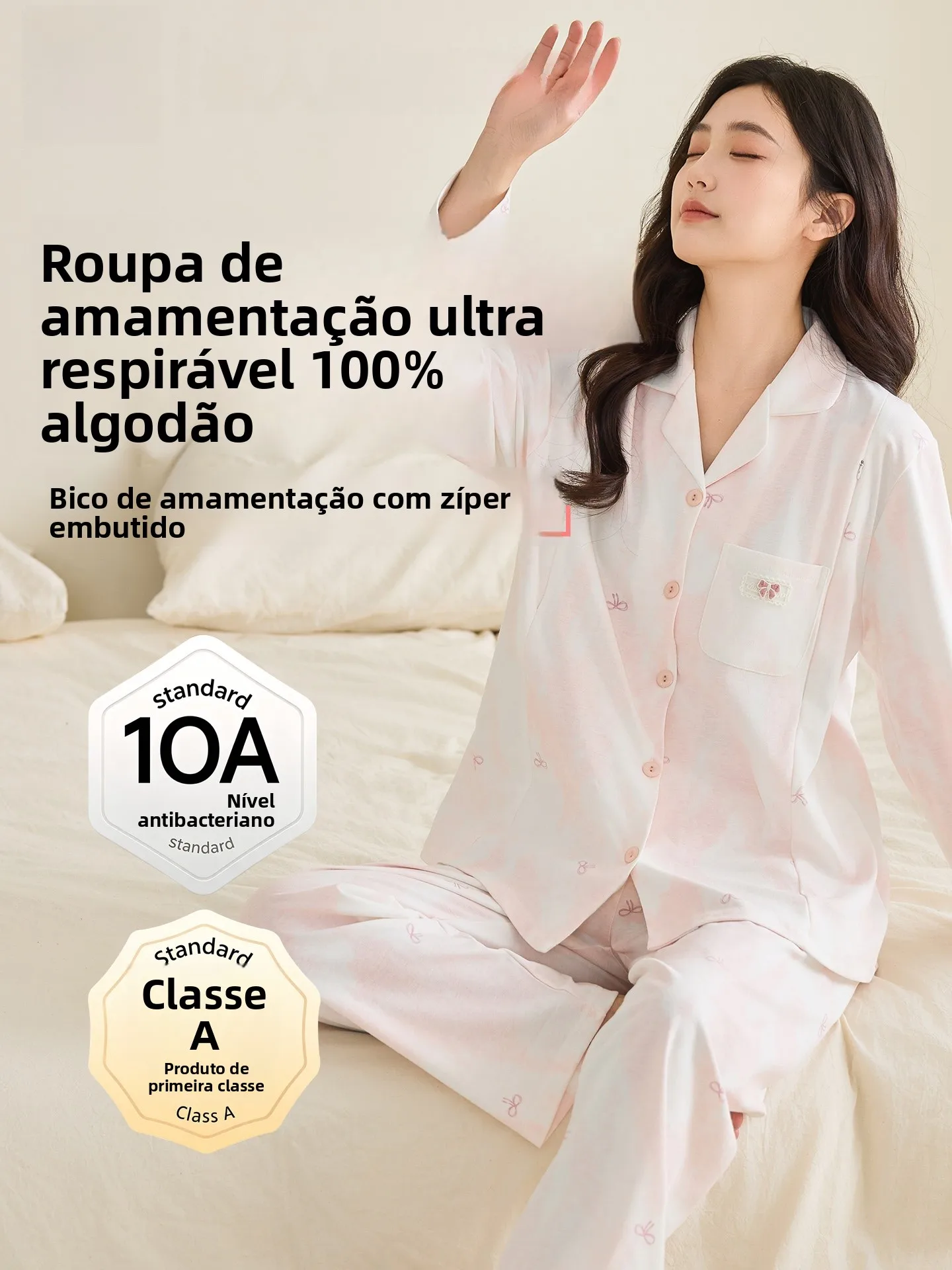 large-size-pure-cotton-summer-thin-person-maternity-sleepwear-zipper-nursing-mouth-hospital-admission-sweat-absorbent-nig