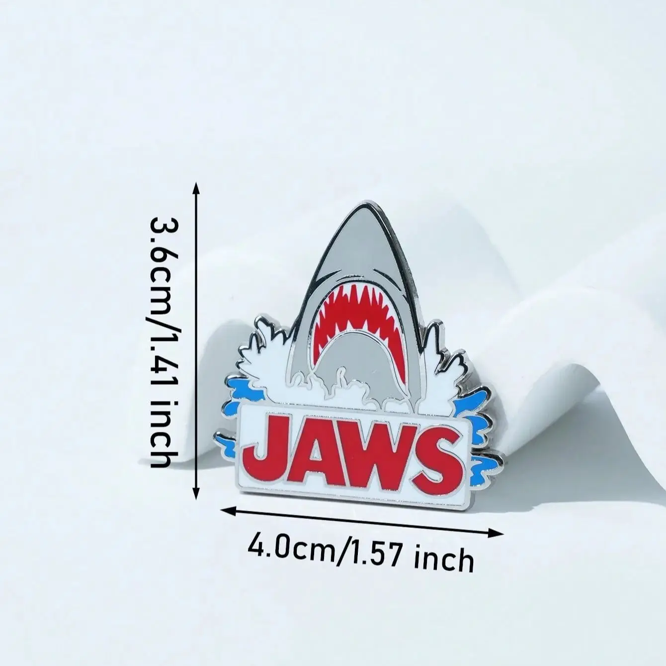 1PC JAWS Officially Licensed Zinc Alloy Enamel Pin Shark Design Novelty Jewelry Jacket Lapel Pin Anime Backpack Collectible