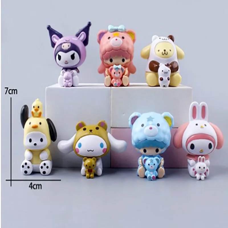 4.9cm-8cm Melody Kuromi Bagged 5/6 Pcs Pvc Handmade Model Multiple Styles Exquisite And Cute Desktop Decoration Gifts For Kids