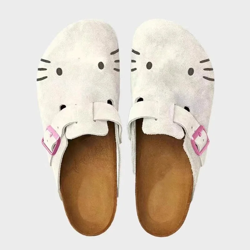 Miniso Sanrio Hello Kitty Cute Boken Shoes Women'S Summer 2024 New Thick Bottom Baotou Cold Slippers For External Wear Non Slip