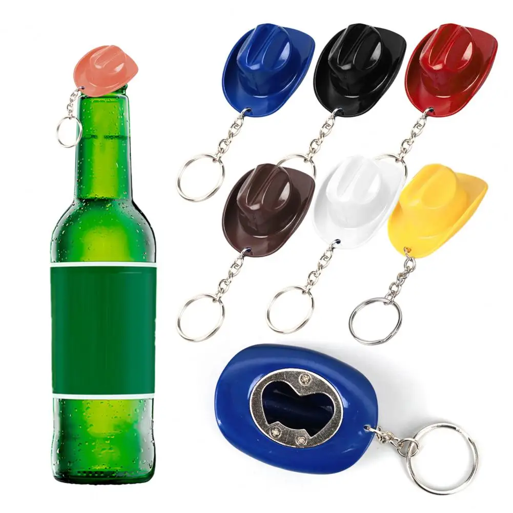 Cowboy Hat Bottle Opener Keychain Rustic Western Cap Key Ring Beer Openers Dual Function Key Chain Cowgirl Theme Party Favor