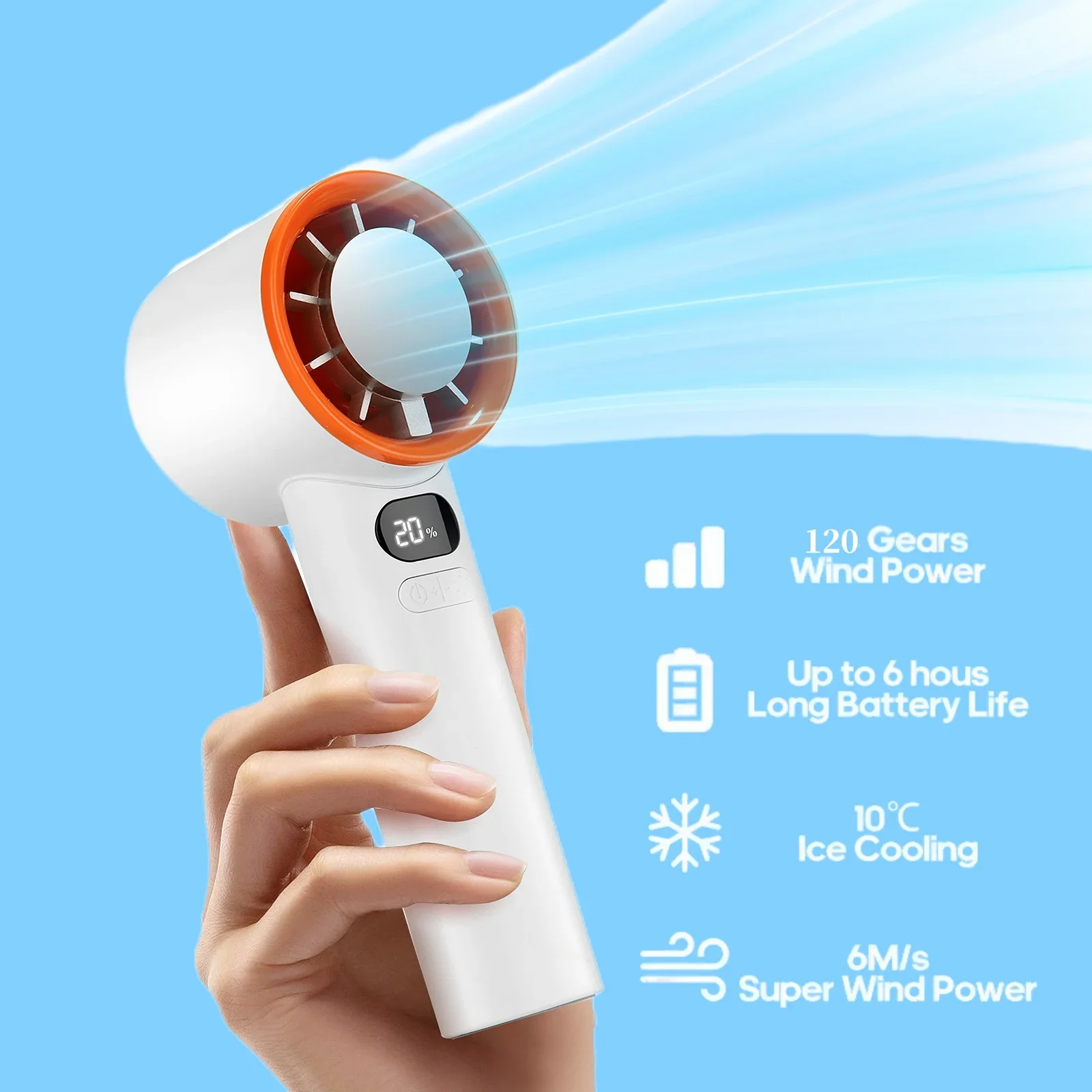 

Портативный двухрежимный вентилятор, компактное охлаждающее устройство полупроводникового охлаждения, настройки 120 скоростей, легкая регулировка, для домашнего офиса