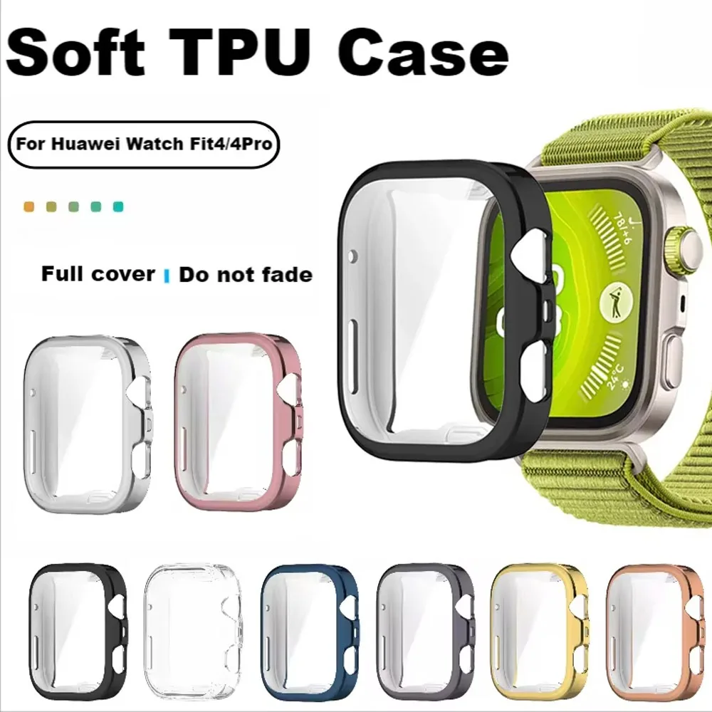 TPU Soft Case for Huawei Watch Fit 4 5 Pro Full Coverage Screen Protective Clear Shell Anti-Fall Bumper Huawei Watch Fit 5/4/3