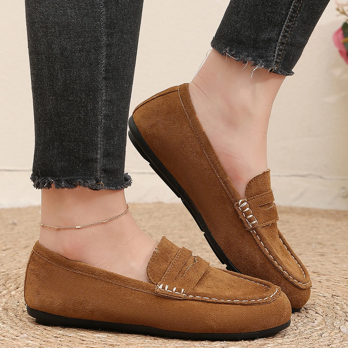 Women Casual Shoes Moccasins Slip on Flats Driving Shoes Fashion Shoes Women Handmade Suede Leather Loafers Zapatos De Mujer
