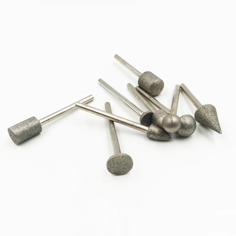 Conjunto de brocas para rebarbarras rotativas Dremel, broca com haste, revestido de diamantes, acessórios para escultura em pedra, 3mm, 1, 8\