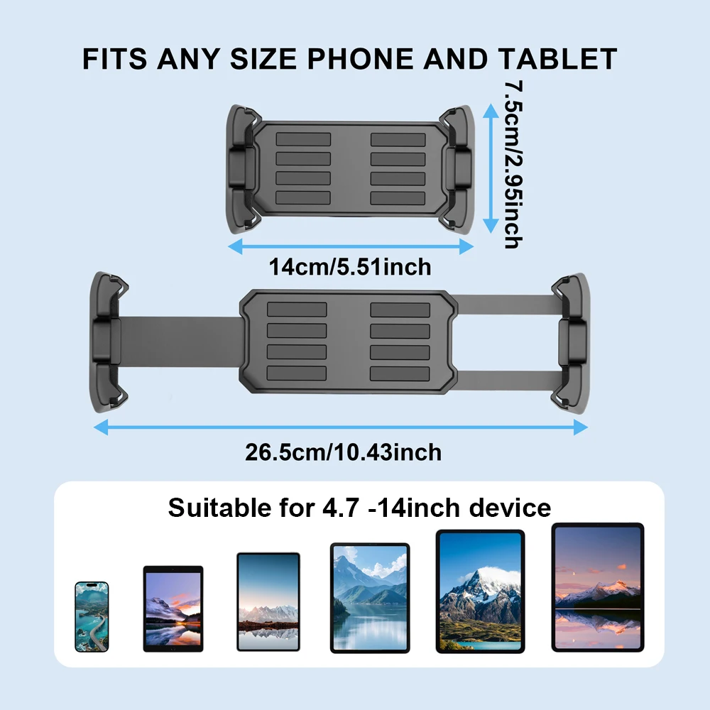 Adjustable Tripod Tablet Floor Stand 360° Rotating Holder, 24”-65” Height for 4-14” Tablets, Foldable & Portable Universal Mount
