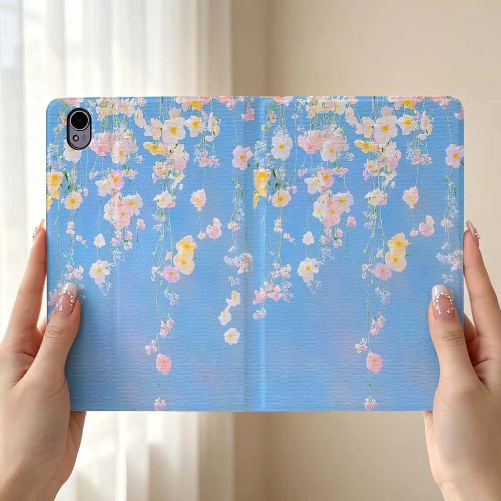 Blue floral pattern For Huawei MediaPad MatePad Honor Pro V6 9 V8 X9 X 10 13.3 12.3 11 11.5 Inch Tablet Case Pen Tray