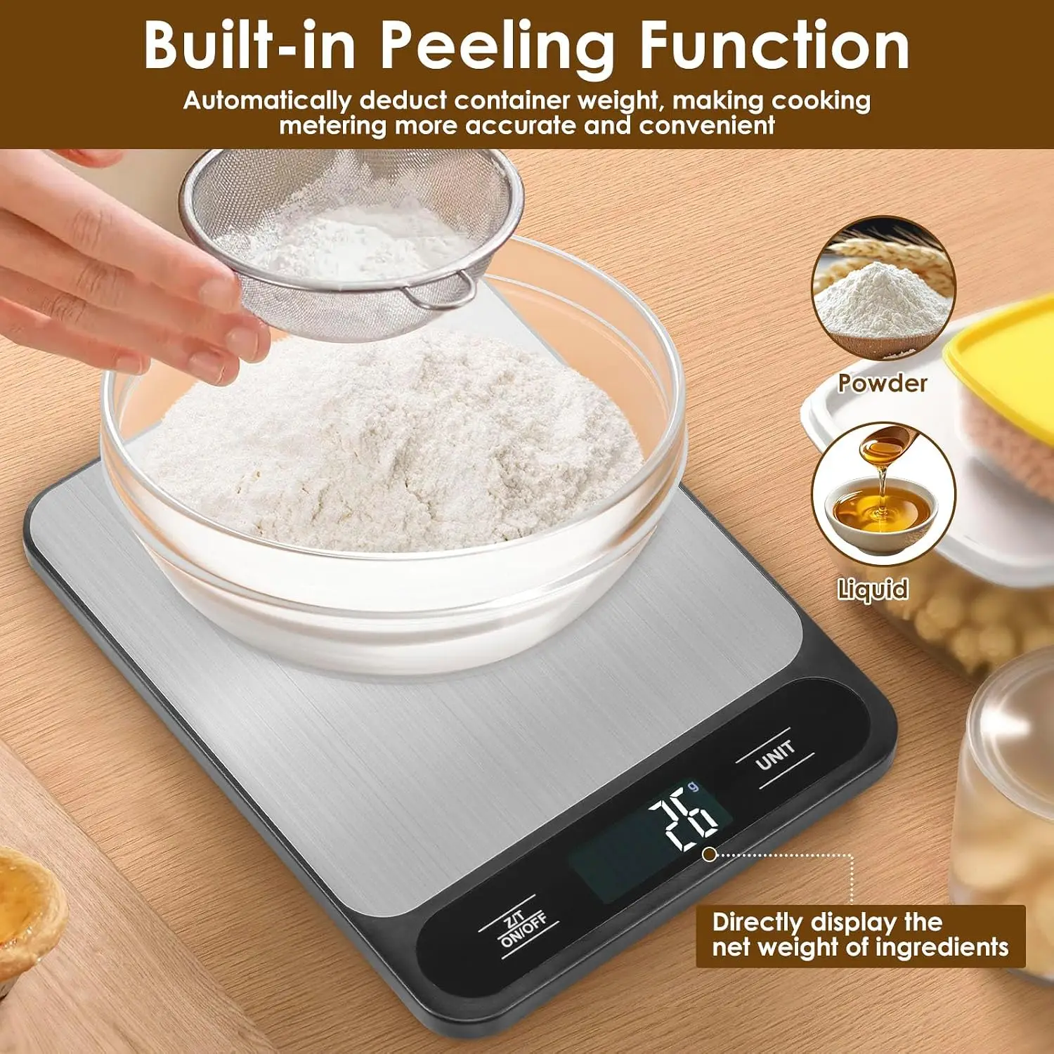 5Kg/10Kg Digital Kitchen Scale with LCD Display, Weight Grams and Ounces, Weighing Professional for Baking Cooking Counting