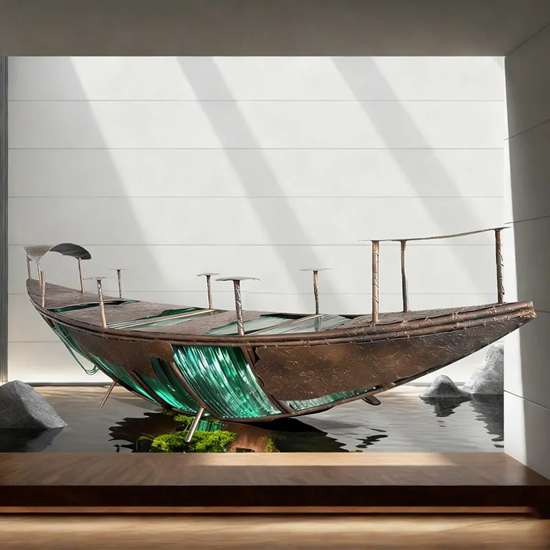 Large floor-to-ceiling ornaments Art ornaments Fiberglass sculptures Charms Abstract crescent ships