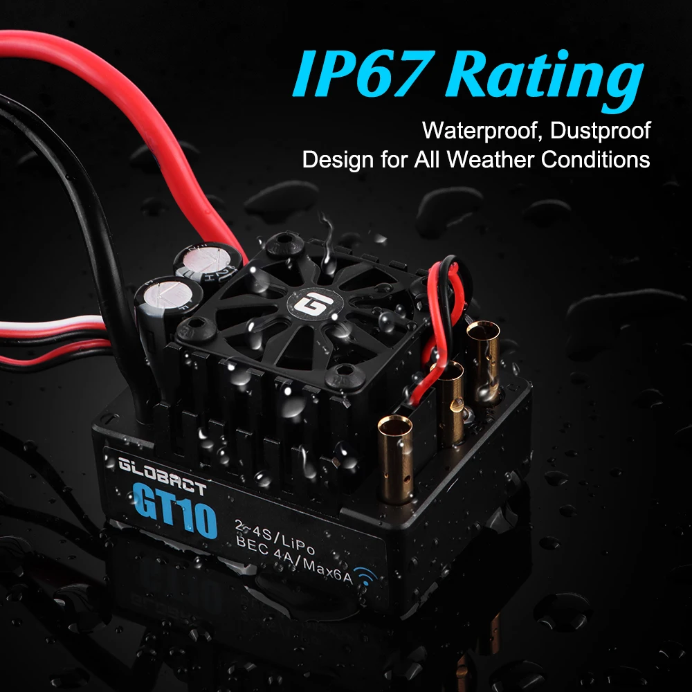 GLOBACT GT10 120A بدون فرش بدون مستشعر ESC مقاوم للماء مدمج بلوتوث وحدة تحكم إلكترونية في السرعة لـ Traxxas Arrma Big Rock