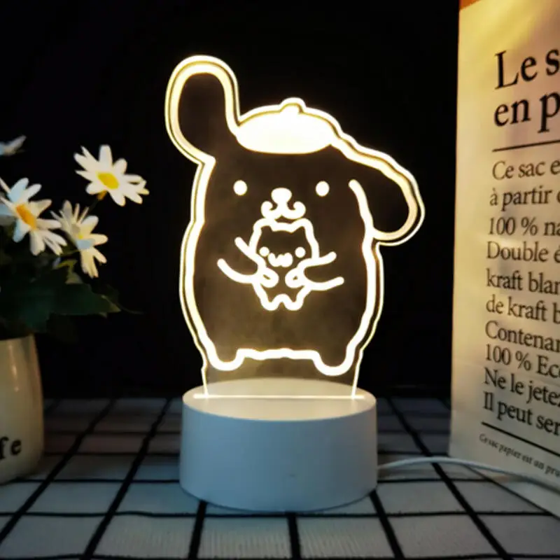 Sanrio Hello Kitty 3D Night Light Kawaii Anime Fashion Colorful Atmosphere Desk Lamp Desktop Small Ornament Study Lamp New Style