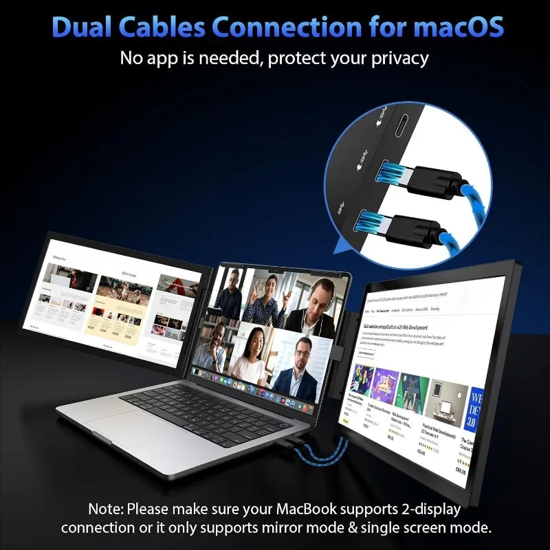 

15,6-дюймовый портативный ЖК-монитор с двойным экраном, экран расширения ноутбука, многоэкранная складная периферийная пара