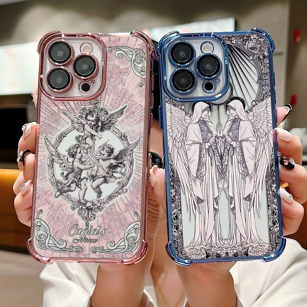 Middle Ages Retro Cupid Angel Phone Case For IPhone 17 Air 16 e 15 14 13 12 11 Pro Max Plus Min SE 2020 2022 Shock Absorber Case