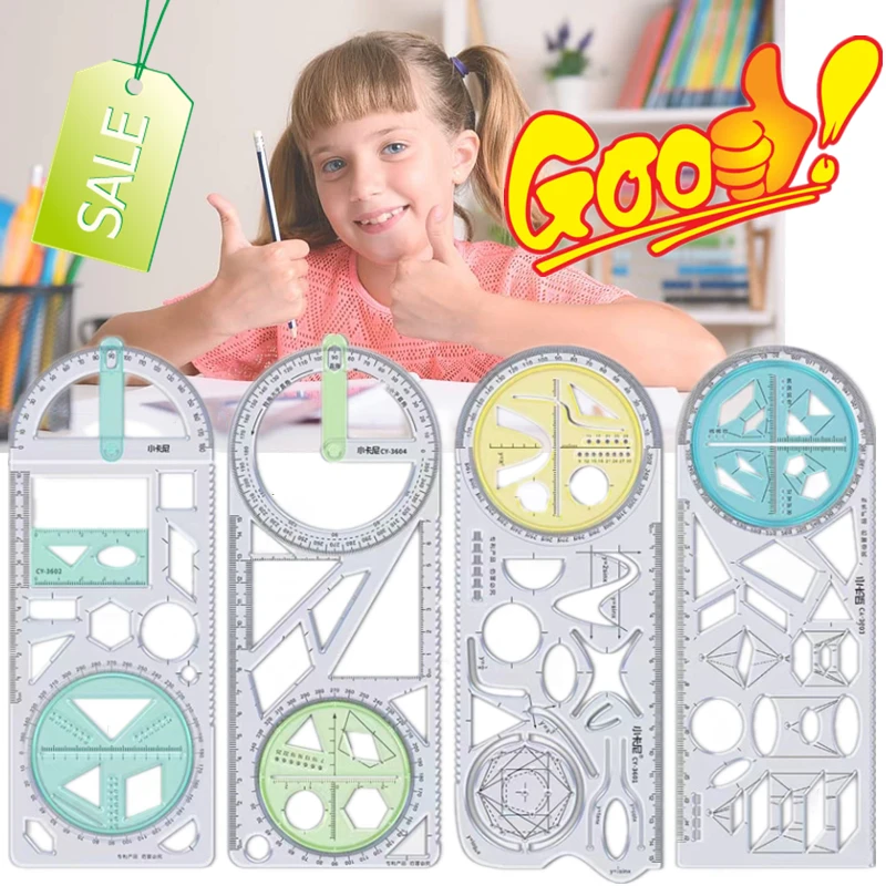 

New Multifunctional Geometric Function Ruler Mathematics Drawing Template Measuring Tool for Art Student School Office Supplies