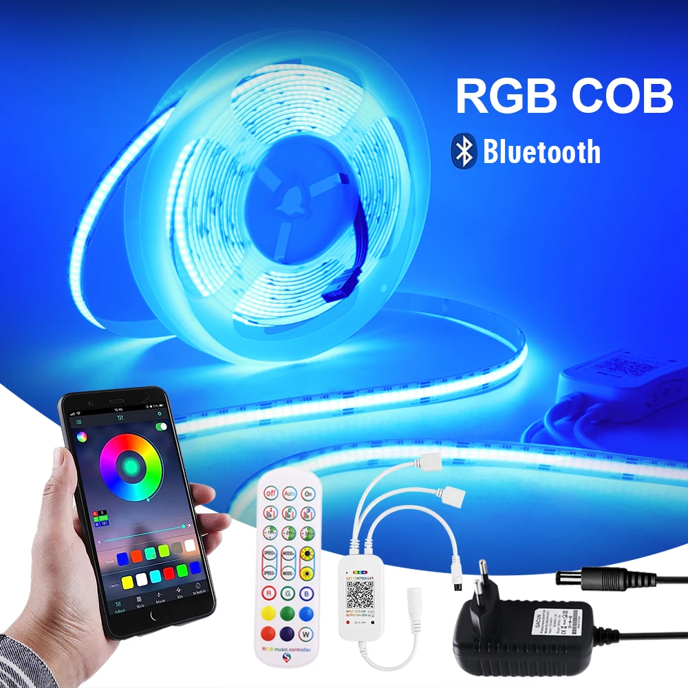Bande Lumineuse LED RVB Flexible avec Télécommande, 12V, 24V, 10mm, FOB, Linéaire, Wifi, Bluetooth, RA90, Dimmable, Ruban, Barre de Lampe, 10m