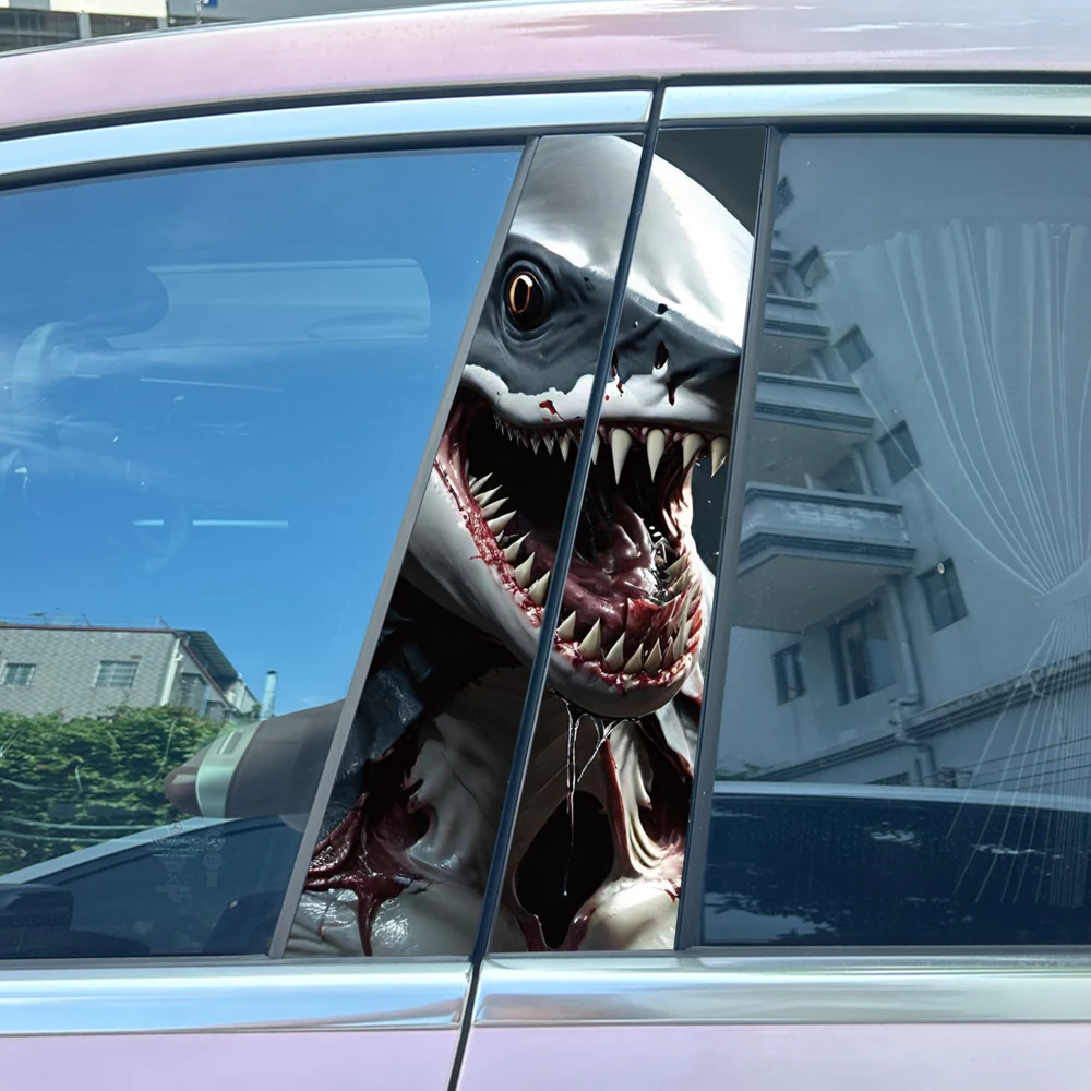 2pcs Monster Animal Car Center Pillar Sticker B-Pillar Protective Film Decoration Decals