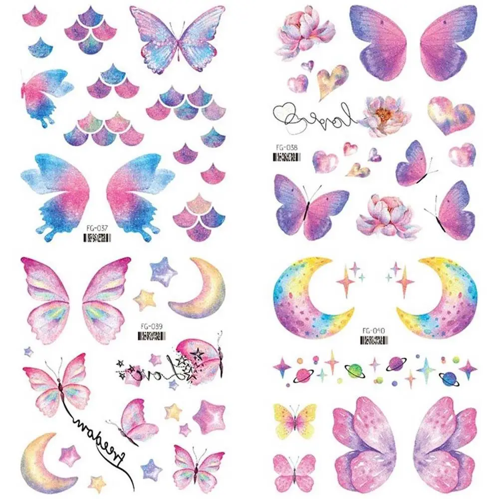 Body Art Glitter Butterfly Face Thigh Flowers Tattoo Stickers Temporary Tattoos Wings Fake Tattoo Butterfly Tattoo Stickers