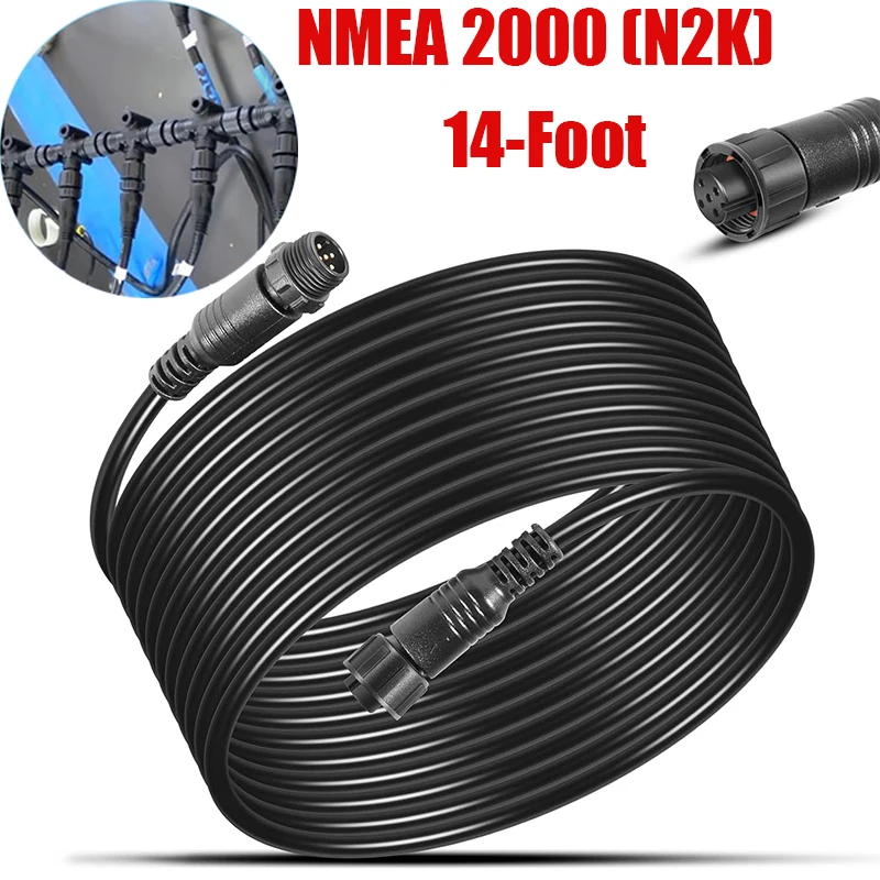 Cable de Extensión NMEA 2000 (N2K) de 14 Pies, Cable de Conexión Principal, Compatible con Redes Lowrance, Simrad, B&G, Navico y Garmin, IP67